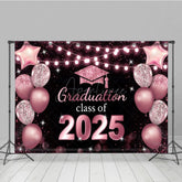 Aperturee - Aperturee Bokeh Black Pink Balloon Glitter Graduation Backdrop